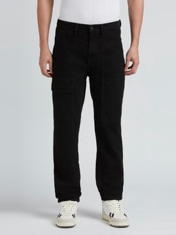 Pepe Jeans - Black Mid Rise Straight Cargo Jeans