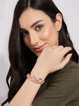 Sohi - Rose Gold Plated Crystals Wraparound Bracelet