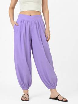 Tikhi Imli - Women Lavender Solid/Plain Pure Cotton Pant