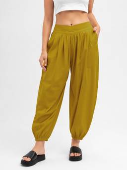Tikhi Imli - Women Mustard Solid/Plain Pure Cotton Pant