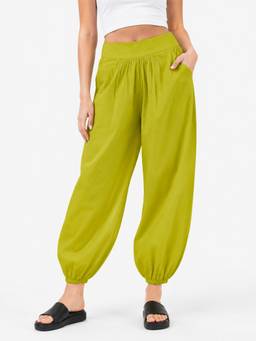 Tikhi Imli - Women Green Solid/Plain Pure Cotton Pant