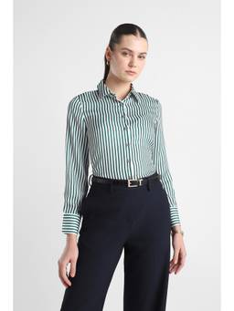 Van Heusen - Women White Stripes Polyester Shirt
