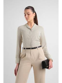 Van Heusen - Women Beige Printed Polyester Shirt