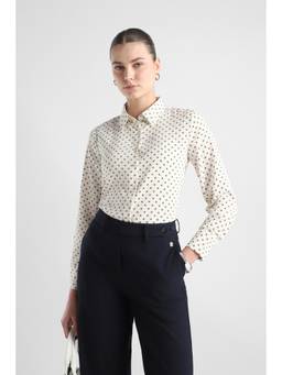 Van Heusen - Women Off White Printed Polyester Shirt