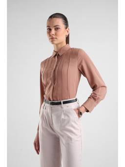 Van Heusen - Women Brown Solid/Plain Polyester Shirt