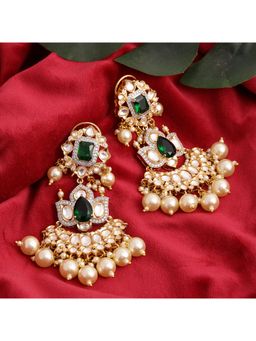 Ruby Raang Studio - Dangler Kundan Earrings with Pearls