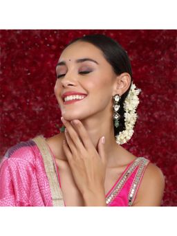 Ruby Raang Studio - Long Meenakari Kundan Earrings with Emeralds