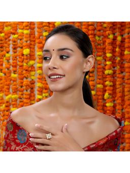 Ruby Raang Studio - White Kundan Cocktail Ring