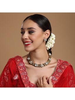 Ruby Raang Studio - Golden Kundan and Moissanite Hasli Choker with Studs