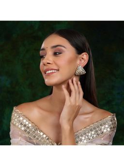 Ruby Raang Studio - Triangle Dual Tone Kundan Earrings