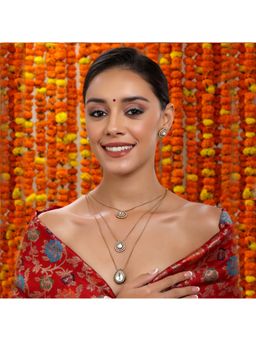 Ruby Raang Studio - Layered Kundan Neckpiece with Matching Studs