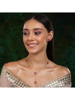 Ruby Raang Studio - Handcrafted Patchi Kundan Necklace with Studs