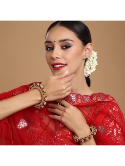 Ruby Raang Studio - Handcrafted Heavy Bangles Green and Red (Set of 2)