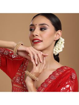 Ruby Raang Studio - Handcrafted Pearl Heavy Bangles White (Set of 2)