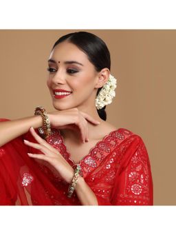 Ruby Raang Studio - Handcrafted Heavy Bangles Green and Blue, White (Set of 2)