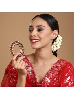 Ruby Raang Studio - Handcrafted Pearl Heavy Bangle Green and Red, White