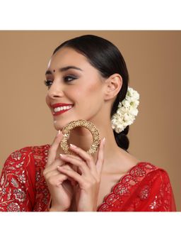 Ruby Raang Studio - Handcrafted Pearl Heavy Bangle Gold and White