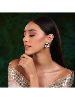 Ruby Raang Studio - Three Stone Blue Meenakari Kundan Earrings