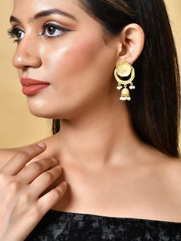 Silvermerc Designs - Gold Plated Handcrafted Pearl and Jhumka Earrings for Women