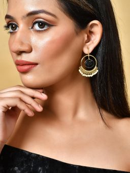 Silvermerc Designs - Gold Plated Black Onyx Dangler Earrings for Women
