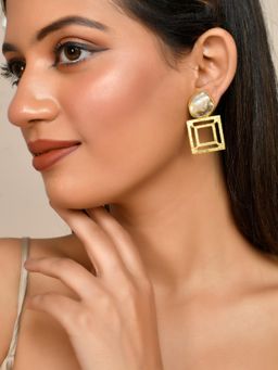 Silvermerc Designs - Gold Plated Mother Of Pearl Drop Earrings for Women