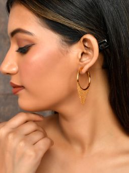 Silvermerc Designs - Stylish Gold Plated Designer Hoop Style Drop Earrings for Women