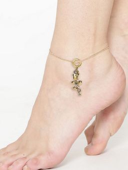 OOMPH - Womens Rose Shape Charm Delicate Gold Tone Fashion Anklet