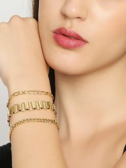 OOMPH - Women Stylish Latest Link Chain Multi Layer Bracelets (Pack of 3)