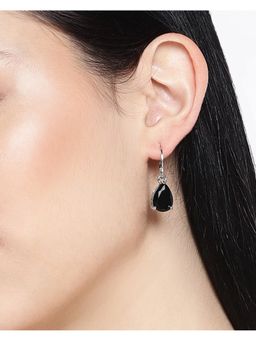 OOMPH - Womens Teardrop Shape Black Cubic Zirconia Drop Earrings