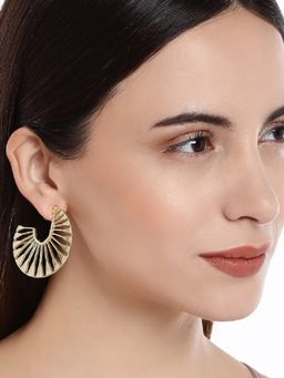 OOMPH - Gold Tone Filigree Half Fashion Hoop Earrings