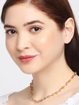 OOMPH - Women Gold Tone Thick Interwoven Link Chain Choker Necklace