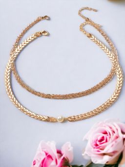 OOMPH - Womens Gold Tone Delicate Choker Necklace (Pack of 2)