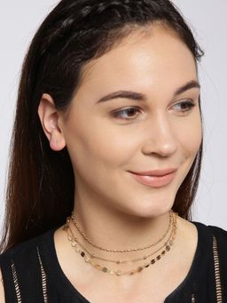 OOMPH - Gold Tone Beads Multi Layered Multi-Strand Fashion Necklace