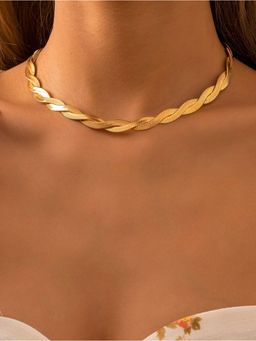 OOMPH - Womens Gold Tone Interwoven Snake Chain Choker Necklace
