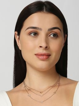 OOMPH - Gold Tone Multi Layered Multi-Strand Delicate Heart Fashion Necklace