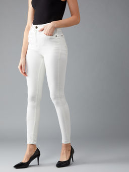 DOLCE CRUDO - Womens White Skinny High Rise Bleached Stretchable Denim Jeans