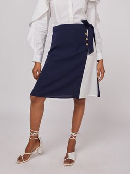Not So Pink - Navy Blue Overlap Tie-up Skirt