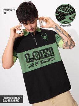 The Souled Store - Official Marvel Loki God Of Mischief Zipper Polo T-Shirt