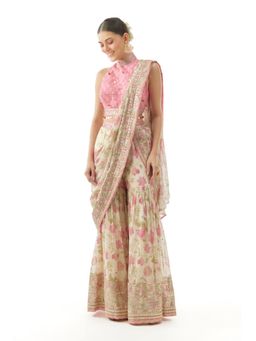 Gopi Vaid - Pakhi Sharara Saree with Stitched Blouse