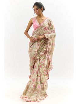 Gopi Vaid - Aanchal Saree with Stitched Blouse and Petticoat