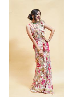 Gopi Vaid - Anushka In Khushi Ruffle Saree with Stitched Blouse and Belt