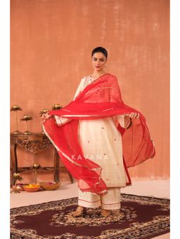 KAVANA - Women Embroidered Red Ritu Dupatta