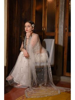 Ensembles - Barbie Love Story White Tulle Saree With Stitched Blouse