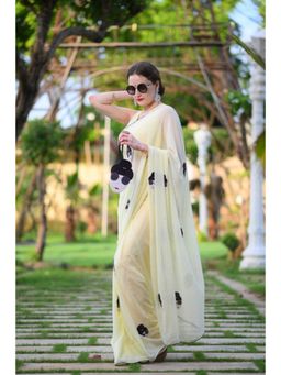 Ensembles - Boss Lady Yellow Georgette Saree With Stitched Blouse