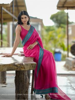 Ethnic Elements - Women Pink Mul Cotton Saree Without Blouse