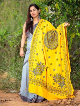 Ethnic Elements - Women Yellow Wool Embroidered Dupatta