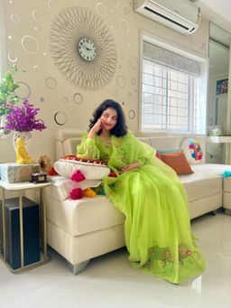 KAVANA - Kasturi Surbhi Green Embroidered Silk Organza Saree