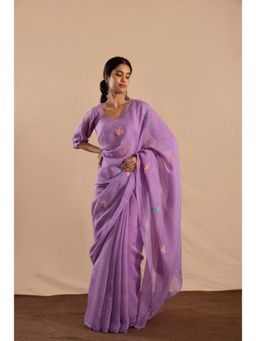 KAVANA - Khazaami Purple Embroidered Saree