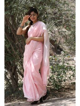 KAVANA - Women Savni I Handwoven Pink Linen Saree