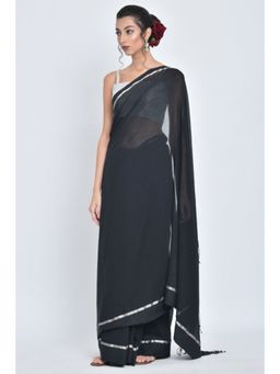 KAVANA - Women Black Shiuli I Handwoven Organic Cotton Saree